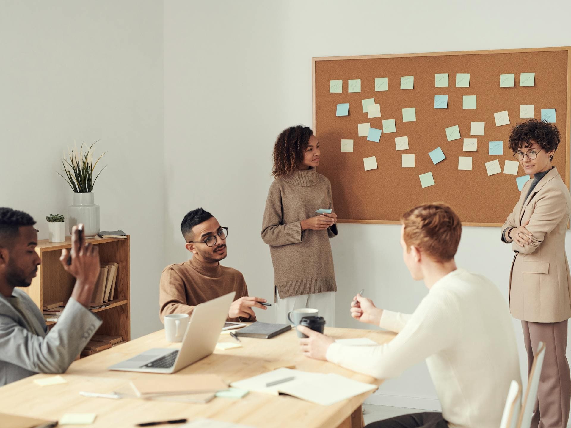 Diverse professionals collaborating together in a modern office